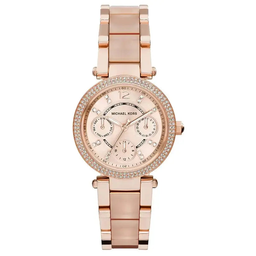 Michael Kors MK6110 Parker Pink Dial Two Tone Steel Strap Watch for Women Michael Kros