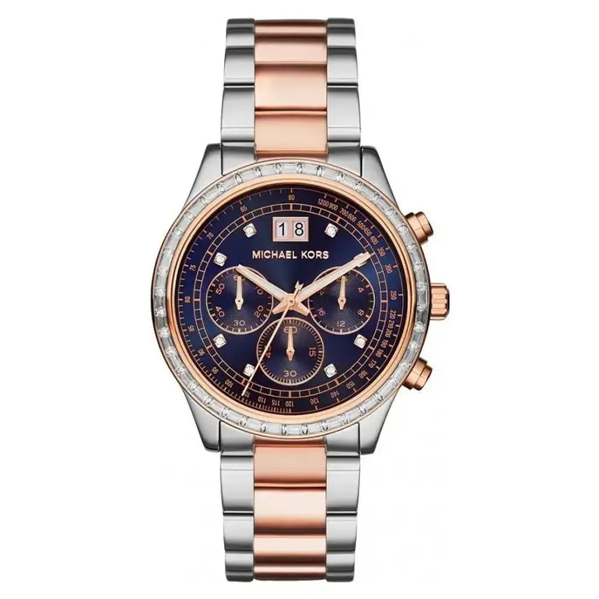 Michael Kors MK6205 Brinkley Blue Dial Two Tone Steel Strap Watch for Women Michael Kros