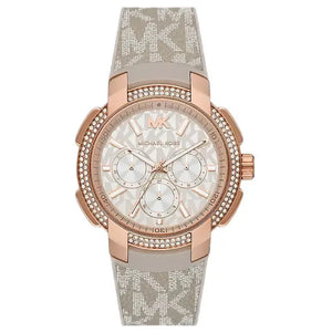 Michael Kors MK6949 Sidney Chronograph White Dial Beige Leather Strap Watch For Women Michael Kros