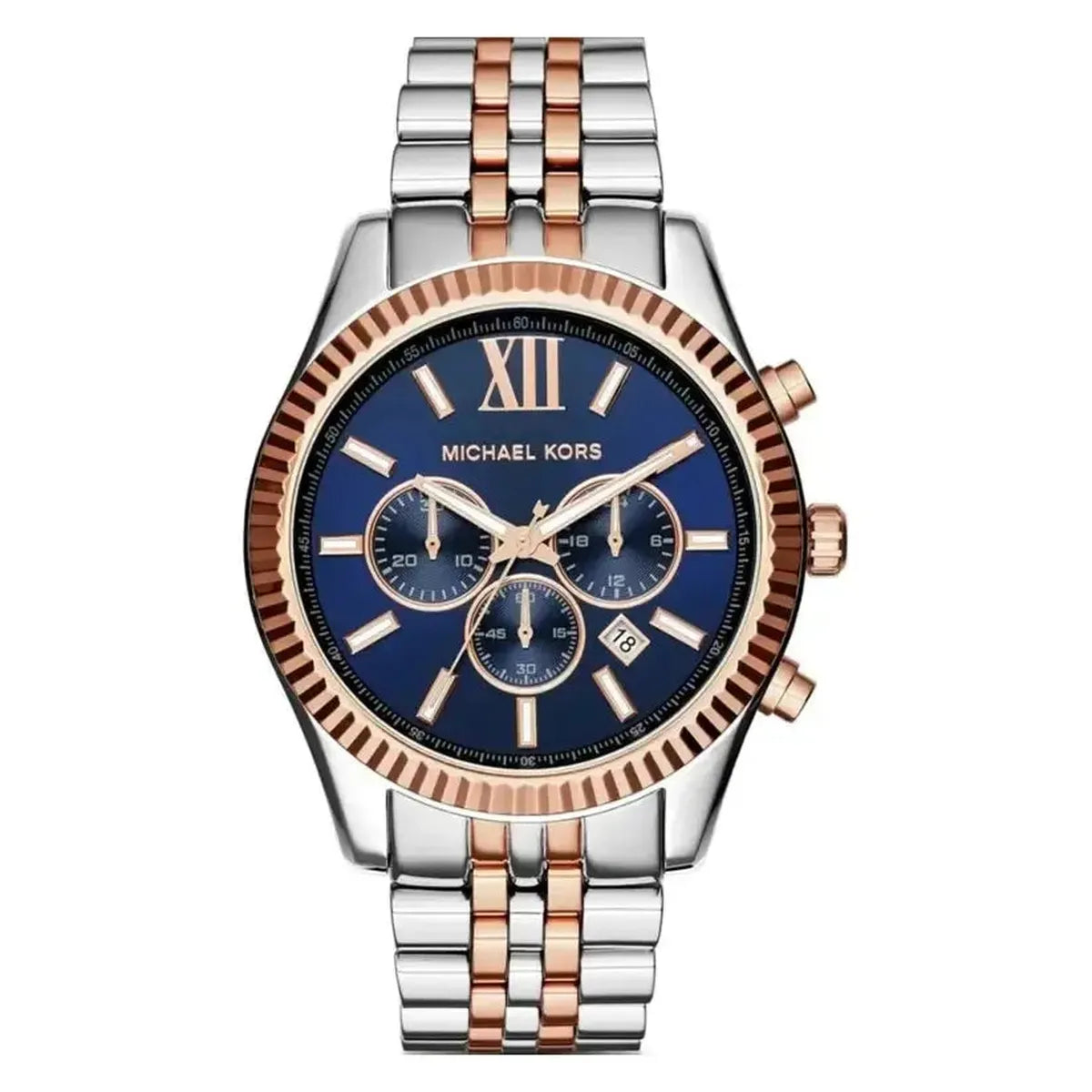Michael Kors MK8412 Lexington Blue Dial Two Tone Steel Strap Watch for Men Michael Kros