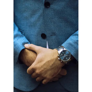 Hugo Boss 1513784 Skymaster Blue Dial Silver Steel Strap Watch for Men Hugo Boss