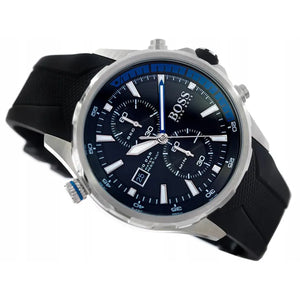Hugo Boss 1513820 Globetrotter Black Dial Black Silicone Strap Watch for Men Hugo Boss