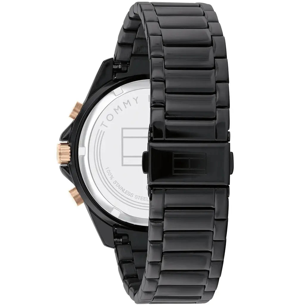 Tommy Hilfiger 1791858 Aiden Chronograph Black Dial Black Steel Strap Watch For Men Tommy Hilfiger