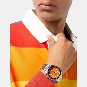 Seiko SRPD59K1 5 Sports Automatic Orange Dial Silver Steel Strap Watch For Men Seiko