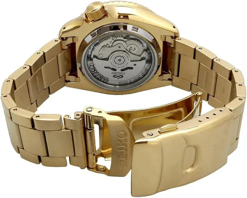 Seiko SRPK18 5 Sports Automatic Black Dial Gold Steel Strap Watch for Men Seiko