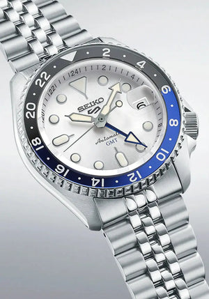 Seiko SRPE77K1 5 Sports Automatic Blue Dial Milanese Bracelet Day Date Watch Seiko