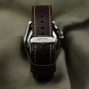 Seiko SSK036K1 5 Sports SKX GMT Automatic Mocha Black Dial Brown Leather Strap Watch For Men Seiko