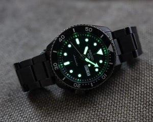 Seiko SRPD65K1 5 Sports Automatic Black Dial Black Steel Strap Watch For Men Seiko