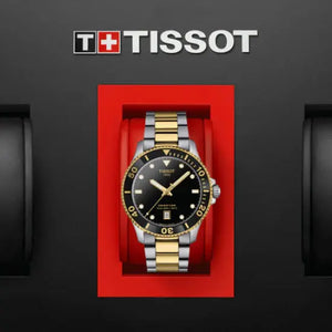 Tissot T120.410.22.051.00 Seastar 1000 Black Dial Two Tone Steel Strap Watch For Men Tissot