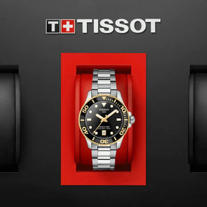 Tissot T120.210.21.051.00 Seastar 1000 Black Dial Silver Steel Strap Watch For Men Tissot