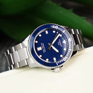 Tissot T120.410.11.041.00 Seastar 1000 Blue Dial Silver Steel Strap Watch For Men Tissot