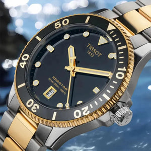 Tissot T120.410.22.051.00 Seastar 1000 Black Dial Two Tone Steel Strap Watch For Men Tissot