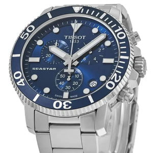 Tissot SeastarT120.417.11.041.00 Chronograph Blue Dial Silver Steel Strap Watch For Men - T120.417.11.041.00 Tissot