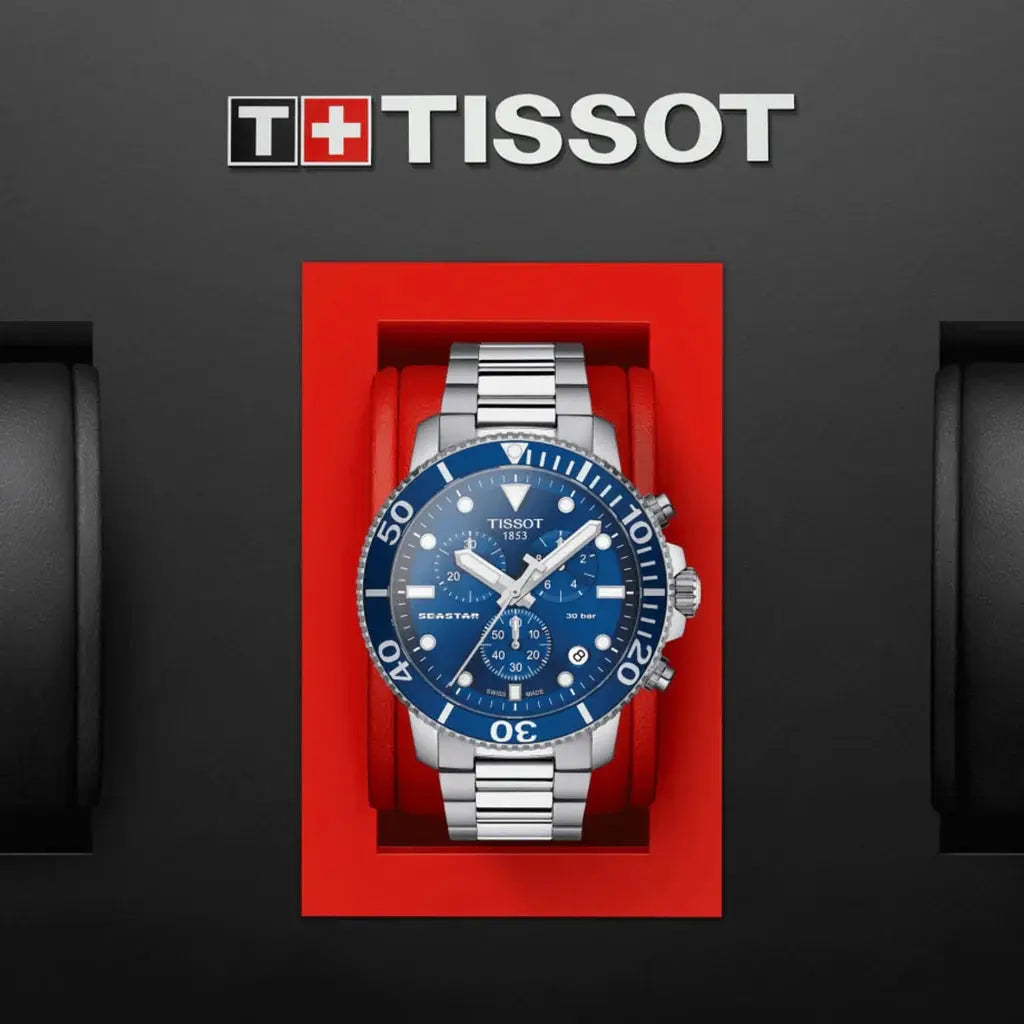 Tissot SeastarT120.417.11.041.00 Chronograph Blue Dial Silver Steel Strap Watch For Men - T120.417.11.041.00 Tissot