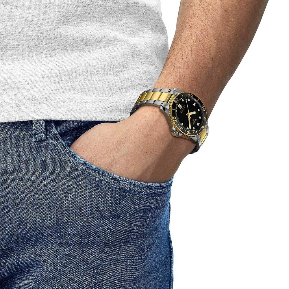 Tissot T120.410.22.051.00 Seastar 1000 Black Dial Two Tone Steel Strap Watch For Men Tissot