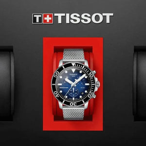 Tissot T120.417.11.041.02 Seastar 1000 Chronograph Blue Dial Silver Mesh Bracelet Watch For Men Tissot