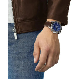 Tissot T125.617.16.041.00 Supersport Chrono Blue Dial Brown Leather Strap Watch For Men Tissot
