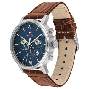 Tommy Hilfiger 1710393 Evan Chronograph Blue Dial Brown Leather Strap Watch for Men Tommy Hilfiger