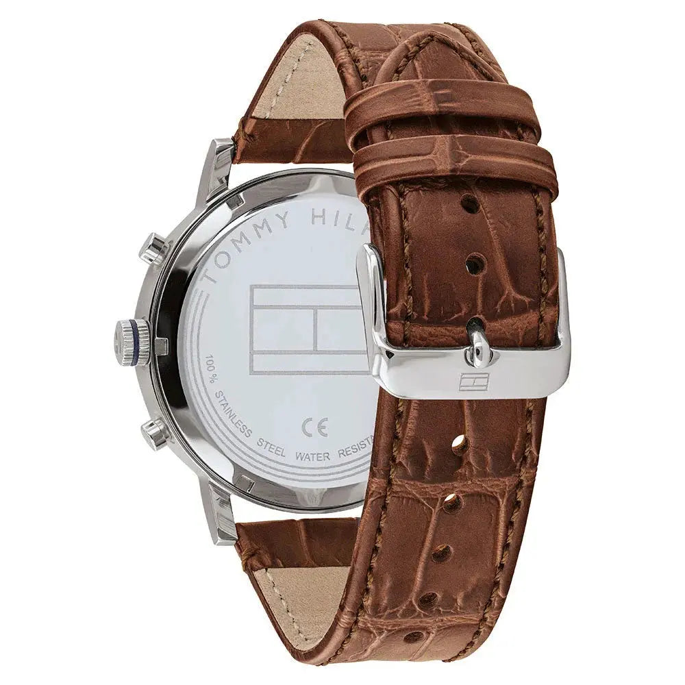 Tommy Hilfiger 1710393 Evan Chronograph Blue Dial Brown Leather Strap Watch for Men Tommy Hilfiger