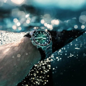 Tissot T120.417.11.091.00 Seastar 1000 Chronograph Green Dial Silver Mesh Bracelet Watch For Men Tissot