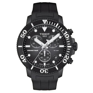 Tissot T120.417.37.051.02 Seastar 1000 Chronograph Black Dial Black Rubber Strap Watch For Men Tissot