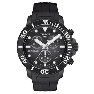 Tissot T120.417.37.051.02 Seastar 1000 Chronograph Black Dial Black Rubber Strap Watch For Men Tissot