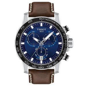 Tissot T125.617.16.041.00 Supersport Chrono Blue Dial Brown Leather Strap Watch For Men Tissot