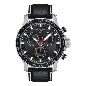 Tissot T125.617.16.051.00 Supersport Chrono Black Dial Black Leather Strap Watch for Men Tissot