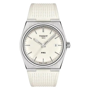 Tissot T137.410.17.011.00 PRX 40 White Dial White Rubber Strap Watch For Men Tissot