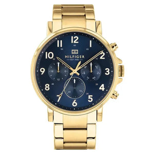 Tommy Hilfiger 1710384 Daniel Chronograph Blue Dial Gold Steel Strap Watch for Men Tommy Hilfiger