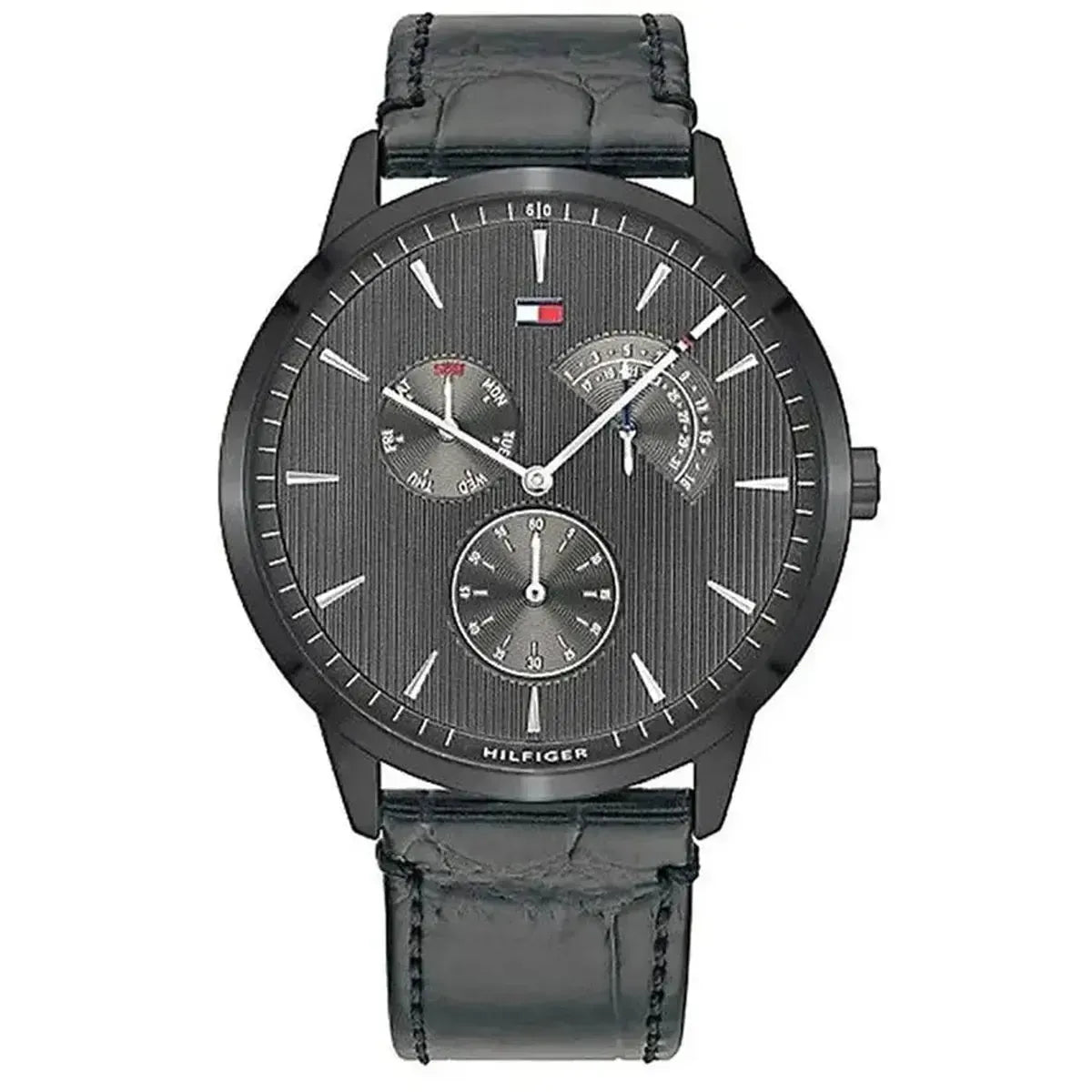 Tommy Hilfiger 1710388 Brad Chronograph Quartz Grey Dial Grey Leather Strap Watch For Men Tommy Hilfiger