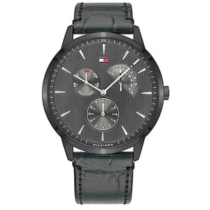 Tommy Hilfiger 1710388 Brad Chronograph Quartz Grey Dial Grey Leather Strap Watch For Men Tommy Hilfiger
