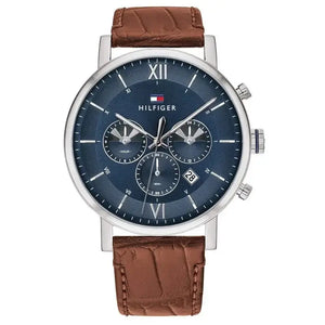 Tommy Hilfiger 1710393 Evan Chronograph Blue Dial Brown Leather Strap Watch for Men Tommy Hilfiger
