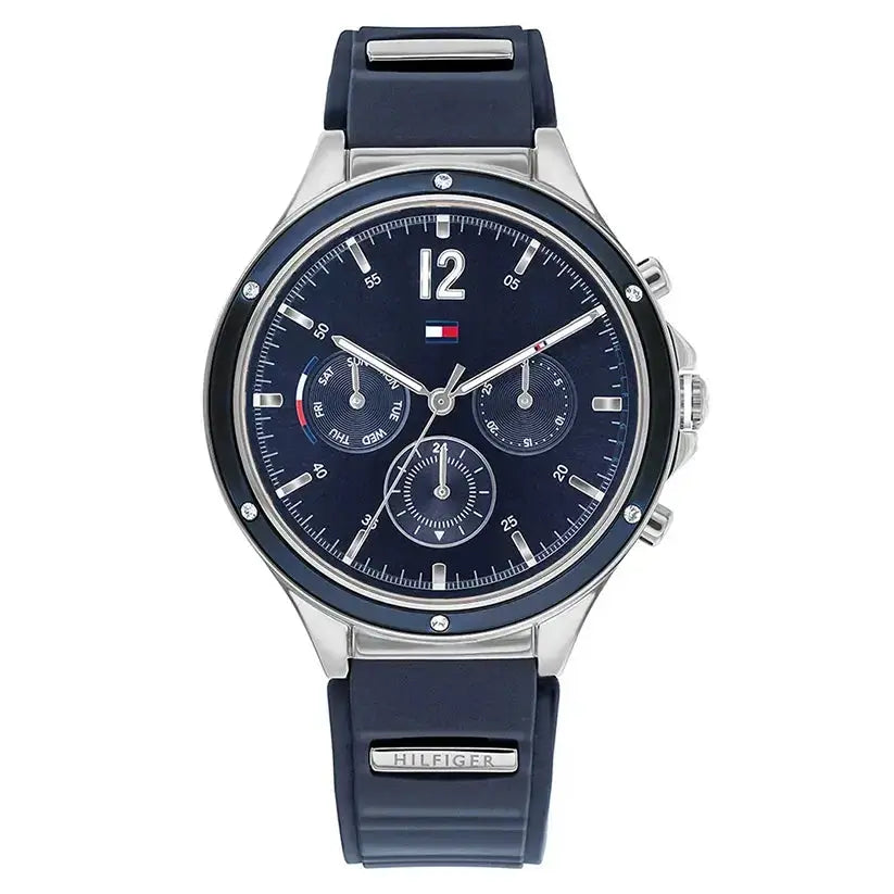 Tommy Hilfiger 1782281 Eve Chronograph Quartz Blue Dial Blue Rubber Strap Watch For Women Tommy Hilfiger