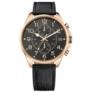 Tommy Hilfiger 1791273 Dean Chronograph Quartz Black Dial Black Leather Strap Watch for Men Tommy Hilfiger