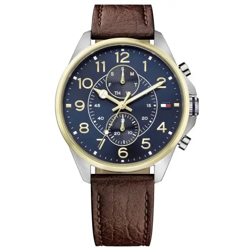 Tommy Hilfiger 1791275 Dean Multifunctional Blue Dial Brown Leather Strap Watch for Men Tommy Hilfiger