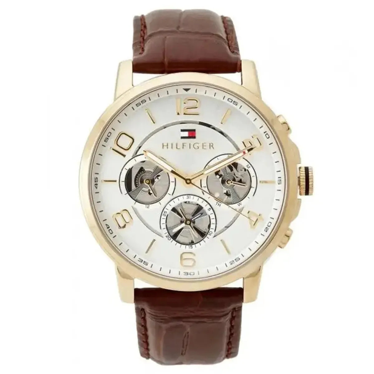 Tommy Hilfiger 1791291 Keagan Quartz Silver Dial Brown Leather Strap Watch for Men Tommy Hilfiger