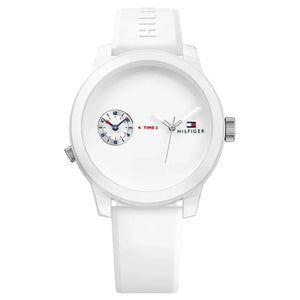 Tommy Hilfiger 1791324 Denim White Dial White Rubber Strap Watch for Men Tommy Hilfiger
