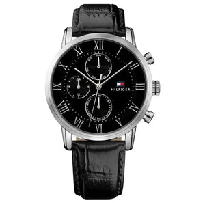 Tommy Hilfiger 1791401 Kane Quartz Black Dial Black Leather Strap Watch for Men Tommy Hilfiger