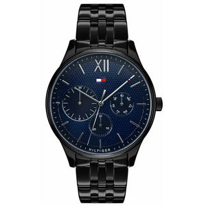 Tommy Hilfiger 1791454 Damon Quartz Chronograph Blue Dial Black Steel Strap Watch for Men Tommy Hilfiger