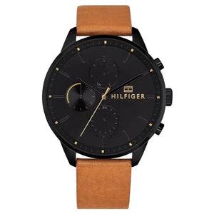 Tommy Hilfiger 1791486 James Quartz Black Dial Brown Leather Strap Watch For Men Tommy Hilfiger