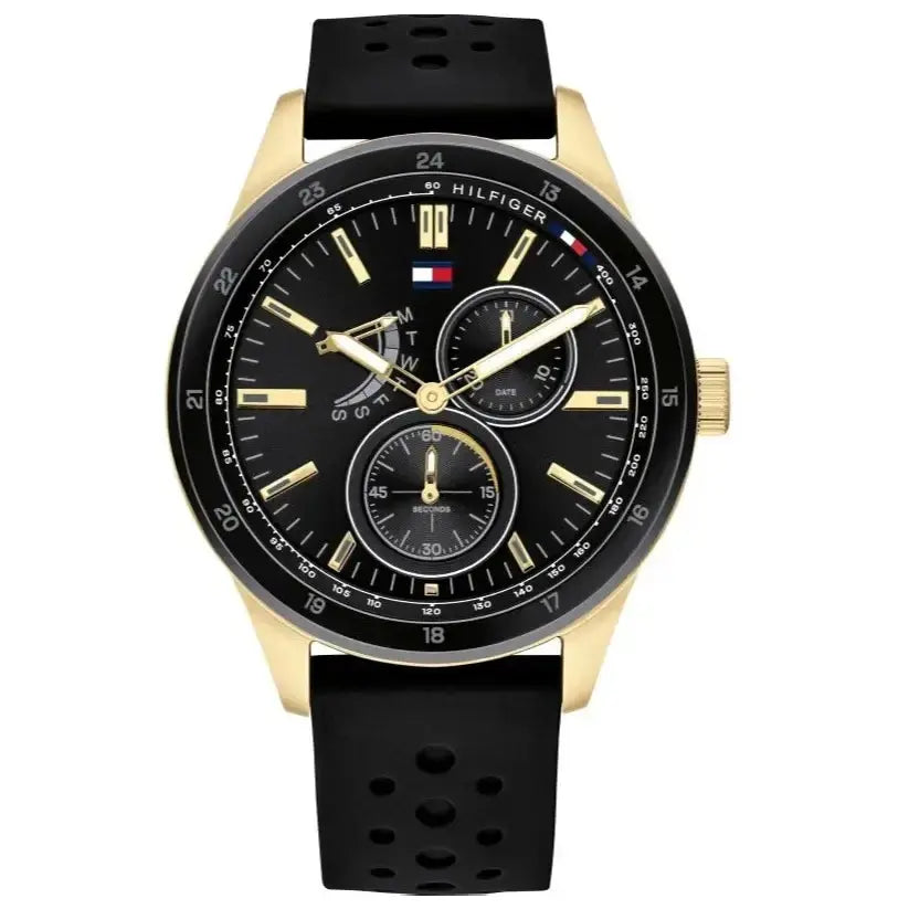 Tommy Hilfiger 1791636 Austin Black Dial Black Rubber Strap Watch for Men Tommy Hilfiger
