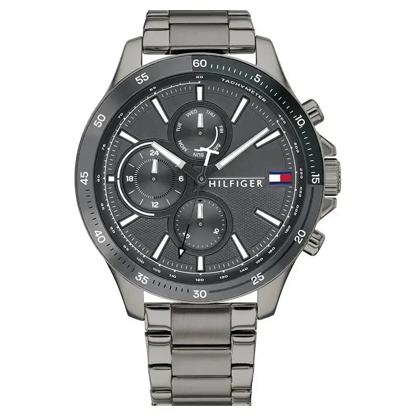 Tommy Hilfiger 1791719 Bank Grey Dial Grey Steel Strap Watch for Men Tommy Hilfiger