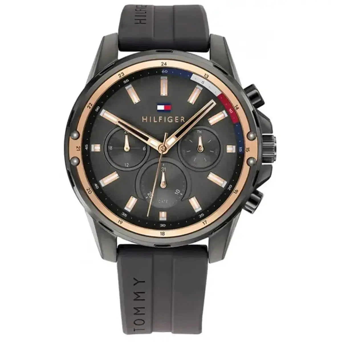 Tommy Hilfiger 1791792 Mason Black Dial Black Rubber Strap Watch for Men Tommy Hilfiger