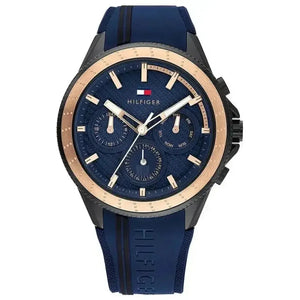 Tommy Hilfiger 1791860 Aiden Chronograph Blue Dial Blue Silicone Strap Watch For Men Tommy Hilfiger