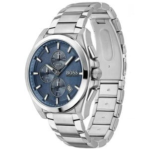 Hugo Boss 1513884 Grandmaster Blue Dial Silver Steel Strap Watch for Men Hugo Boss