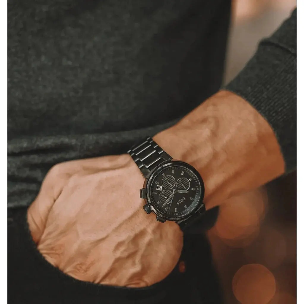 Hugo Boss 1514001 One Chronograph Black Dial Black Steel Strap Watch For Men Hugo Boss