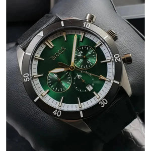 Hugo Boss 1513936 Santiago Green Dial Black Nylon Strap Watch for Men Hugo Boss