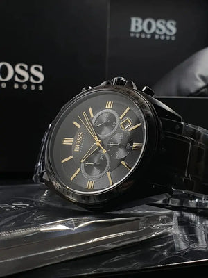 Hugo Boss 1513277 Driver Black Dial Black Steel Strap Watch for Men Hugo Boss