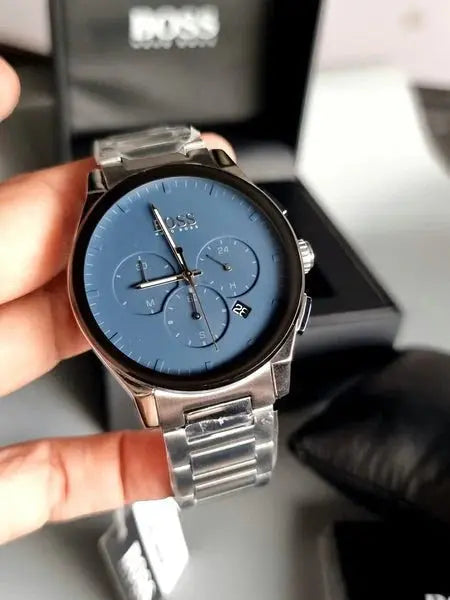Hugo Boss 1513763 Peak Chronograph Blue Dial Silver Steel Strap Watch for Men Hugo Boss